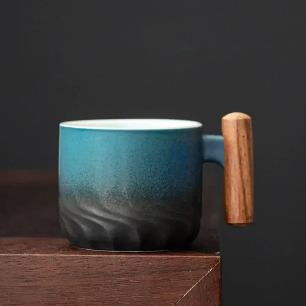 Vintage espresso cups with wooden handles